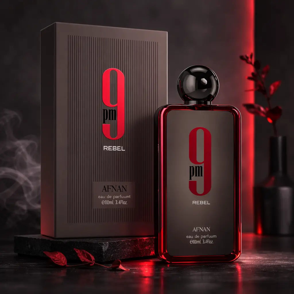 Afnan 9PM Rebel fragrance notes of Pineapple and Cedarwood - Authentic perfume online