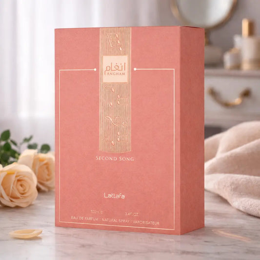  Close-up of Lattafa Angham Second Song fragrance notes including Pear and Vanilla