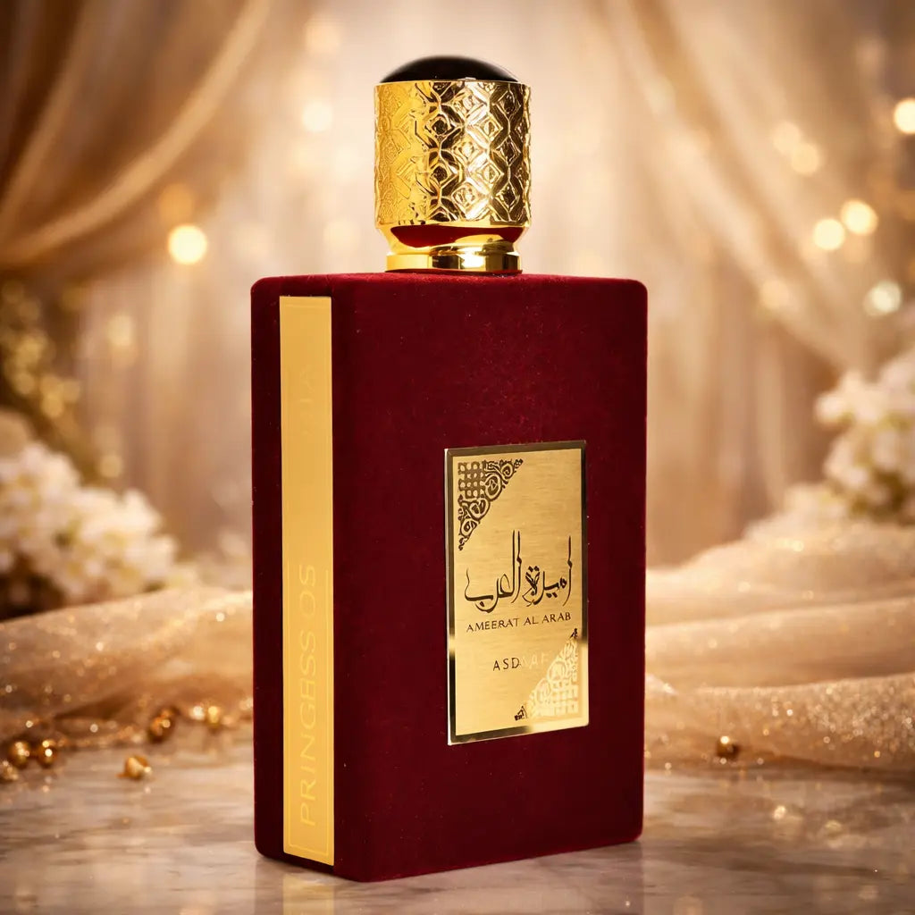 Lattafa Ameerat Al Arab luxury perfume box with embossed gold calligraphy - Original perfume Canada