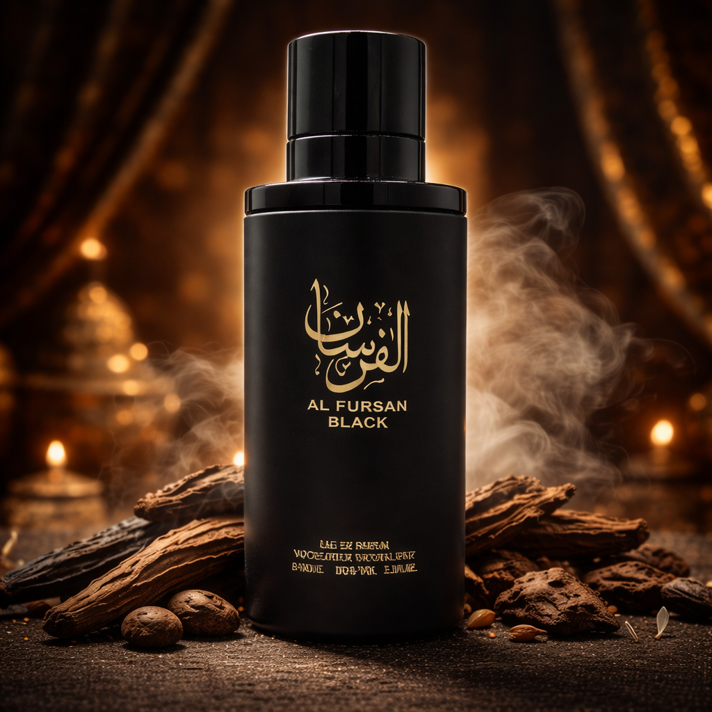 Al Fursan Black perfume notes featuring Amber and Oud - Authentic fragrance online Canada