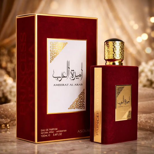 Lattafa Ameerat Al Arab 100ml EDP red velvet bottle - Authentic long lasting perfume for women