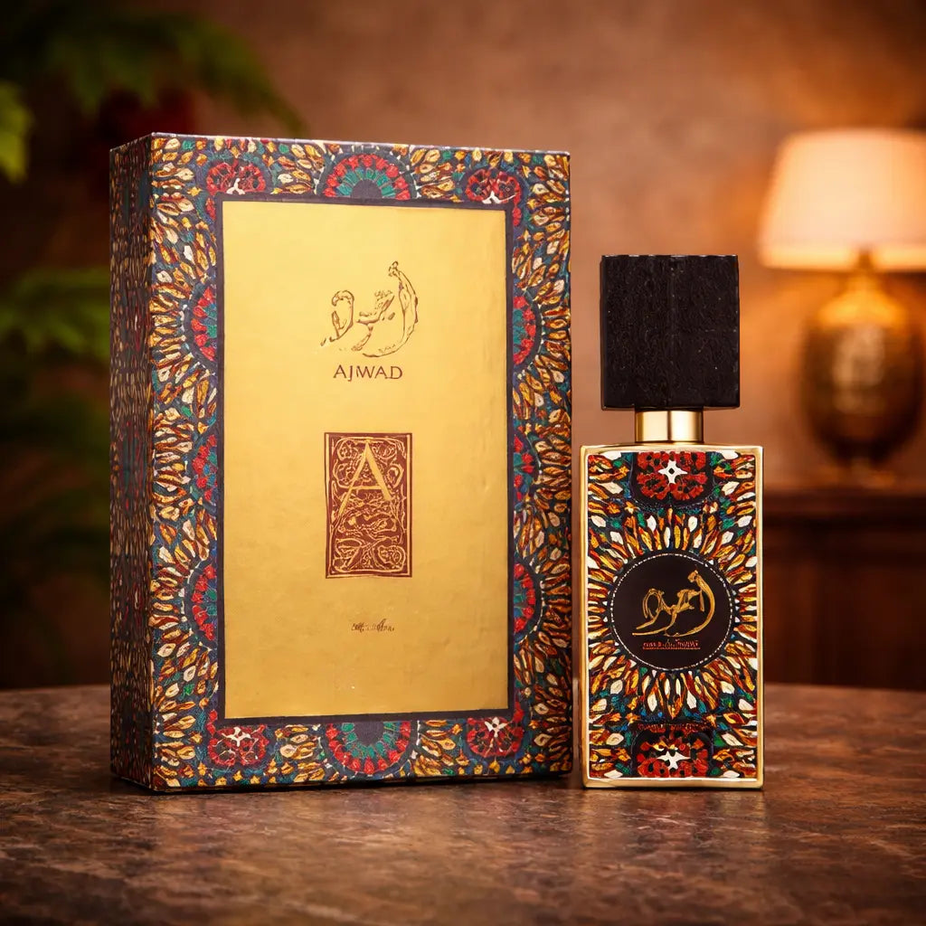 Lattafa Ajwad Fragrance Packaging - Luxury Vanilla and Amber Scent