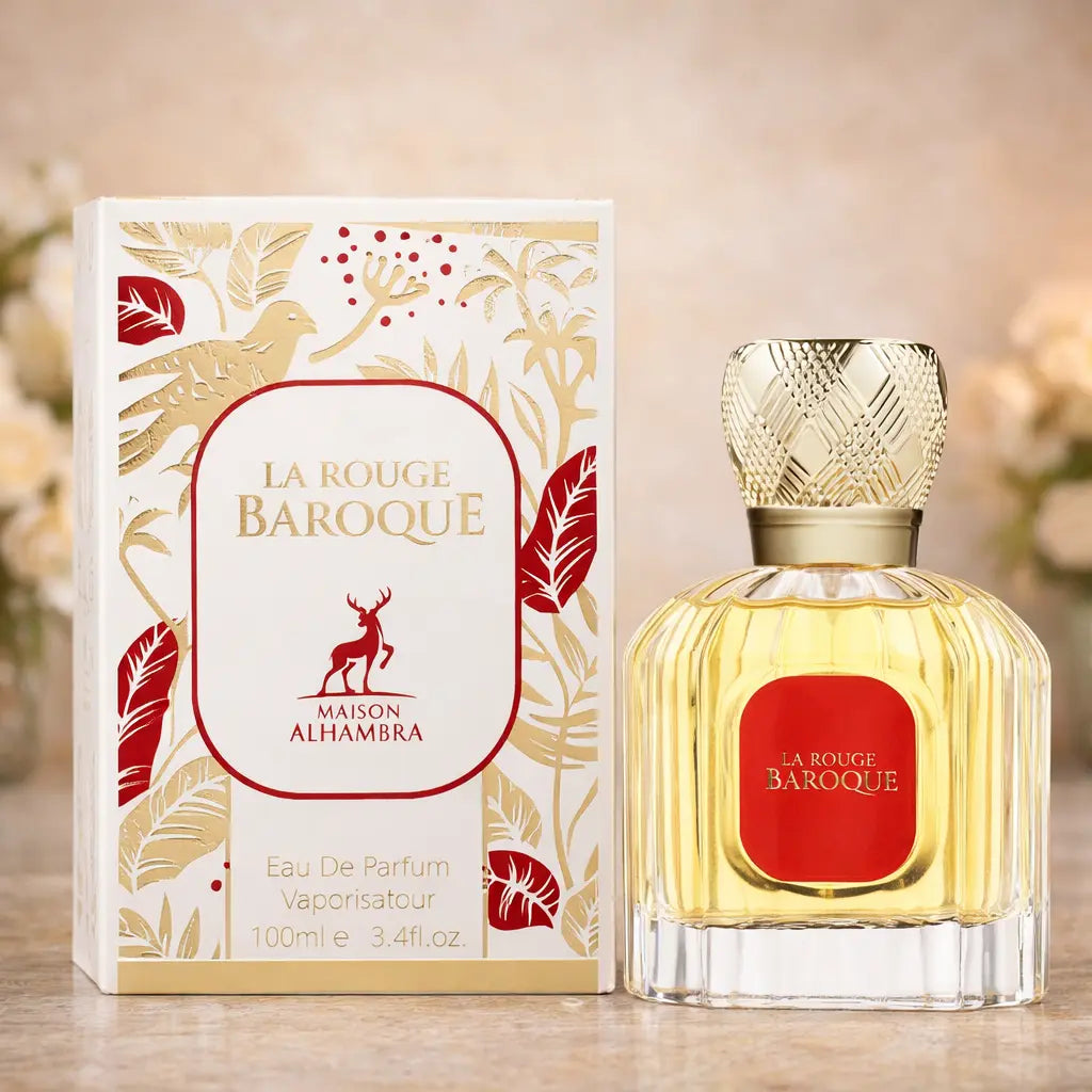 Luxury floral woody amber musky perfume Maison Alhambra La Rouge Baroque