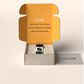 Front view of a packaging within it a minimalist clear glass perfume bottle with black wood cap containing SERO fragrance inspired by Parfums de Marly's Layton. 