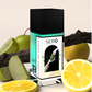 Corner view of a minimalist clear glass perfume bottle with black wood cap containing SERO fragrance inspired by Parfums de Marly's Layton. 

