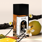 Corner view of a minimalist clear glass perfume bottle with black wood cap containing SERO fragrance inspired by Parfums de Marly Althaïr . 