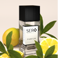 Sero Parfum Sinature bottle with lemons and leaves on a light background

