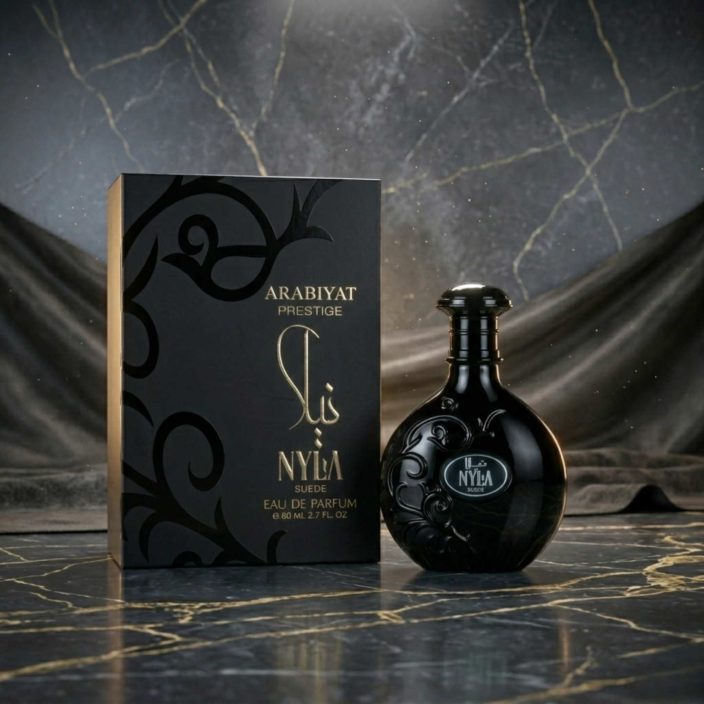 Arabiyat Prestige Nyla Suede 80ml EDP bottle - Viral creamy lactonic unisex perfume